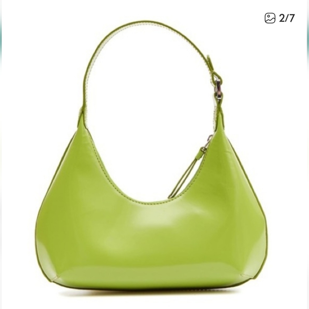 BY FAR Lime Green Semi Patent Leather Shoulder Bag